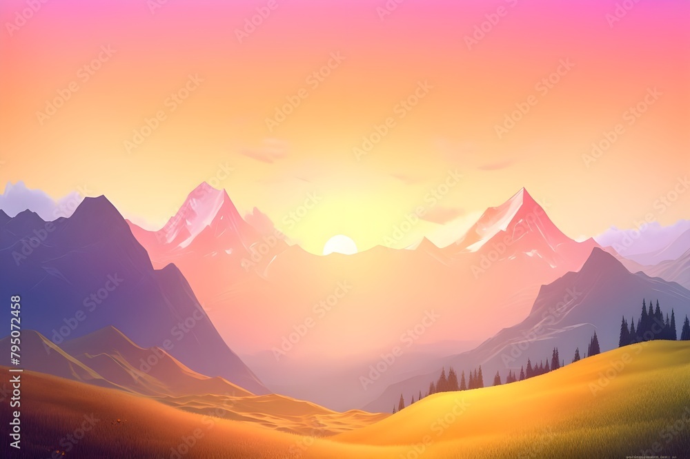 sunrise in the mountains  Generative AI