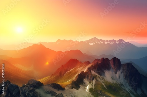 sunrise in the mountains Generative AI