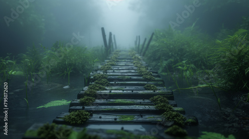 Footbridge in landscape.