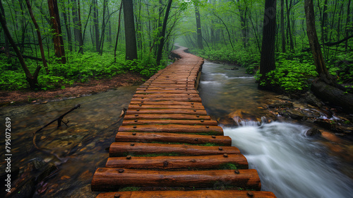 Footbridge in landscape.