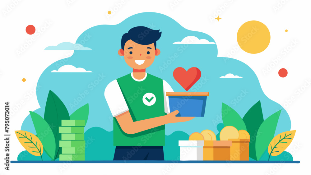 A person volunteers at a local charity feeling a sense of fulfillment and purpose despite not receiving a monetary reward. A person volunteers at a local charity feeling a sense of fulfillment and purpose despite not receiving a monetary reward.