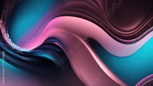 Brown pink blue abstract dynamic color flow wave black background