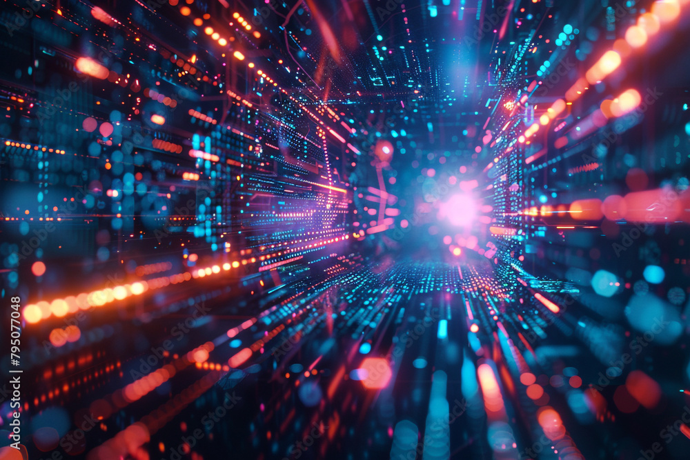 Futuristic cybernetic background, showcasing an abstract world of digital networks and glowing geometric patterns Futuristic cybernetic background, showcasing an abstract world of digital networks and glowing geometric patterns