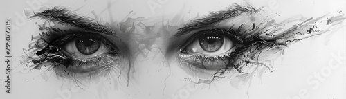 Drawing of sadness, a tear on paper, the art of emotion photo