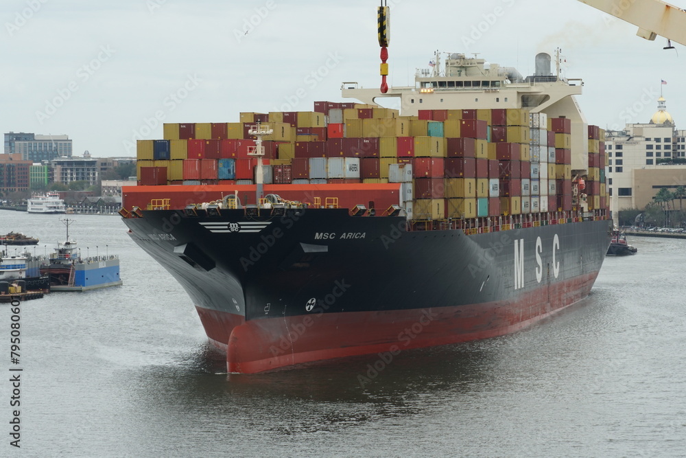 Savannah, GA, USA 03 05 2024: Container vessel MSC Arica entering port ...