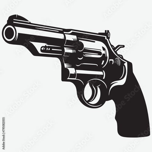A black and white vector graphic of the Smith Wesson Model 29 Vector