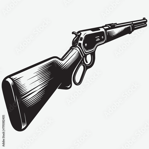 Gun Vector Illustration in black and white