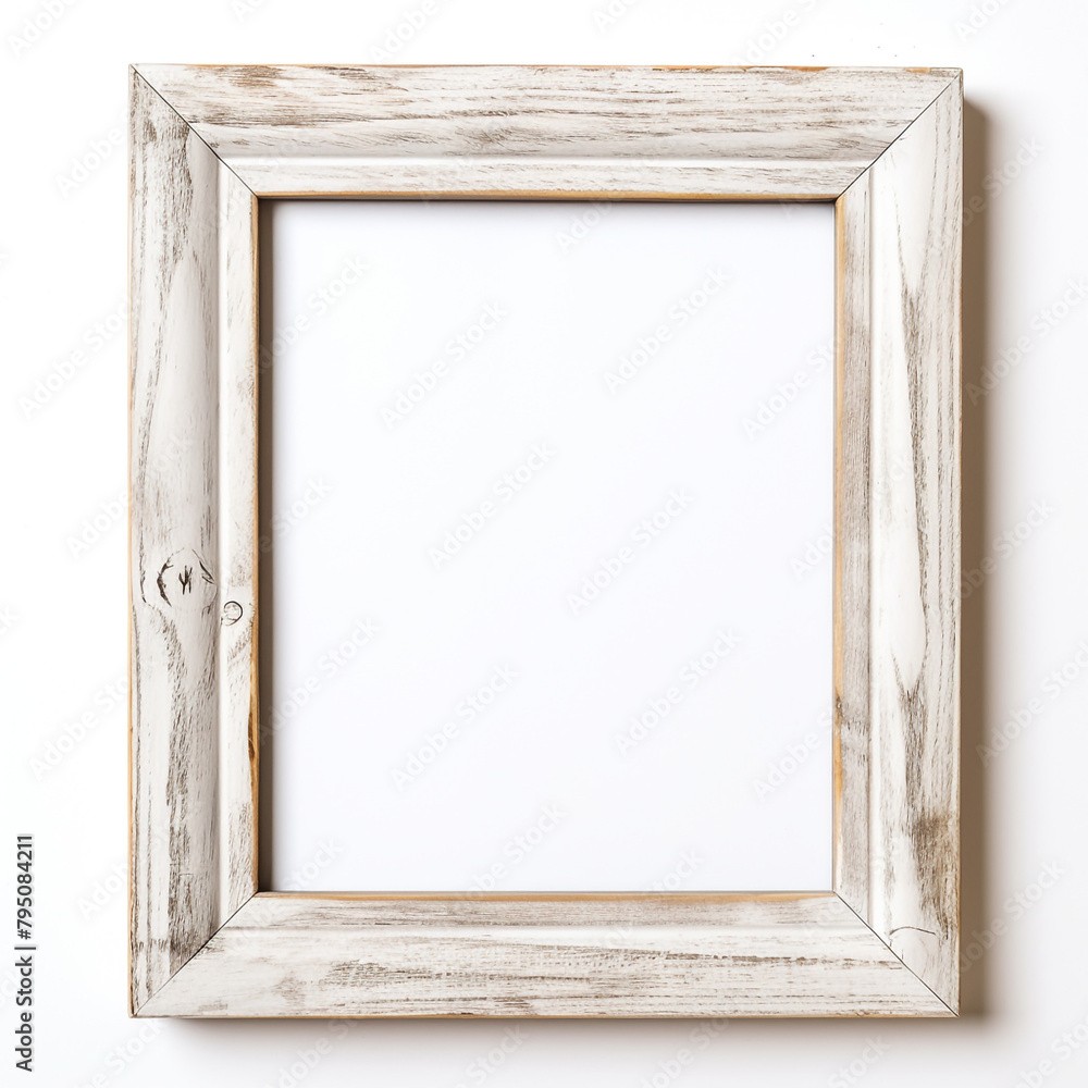 small photo frame with white center, wooden thin frame on white background сreated with Generative Ai small photo frame with white center, wooden thin frame on white background сreated with Generative Ai