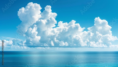 Tranquil panoramic view of serene blue sky with fluffy clouds perfect for background use © Ilja