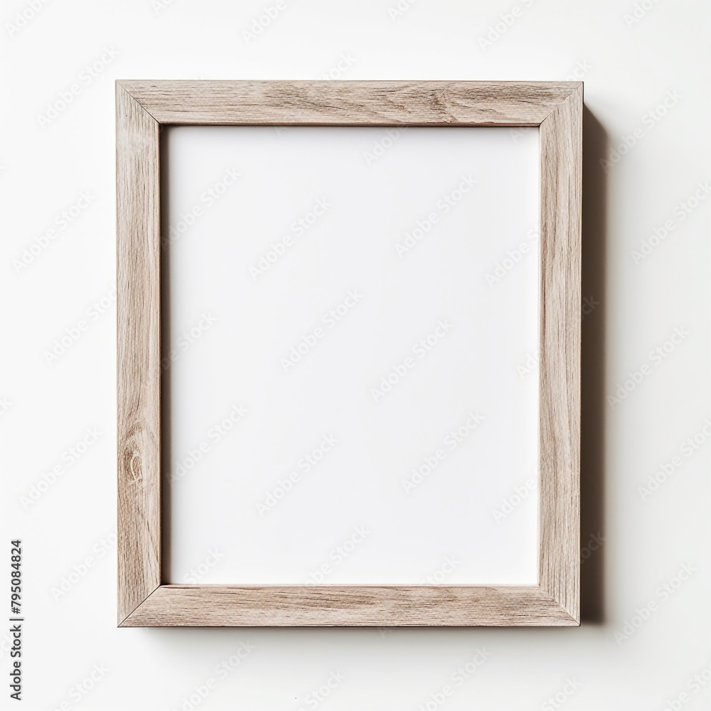 small photo frame with white center, wooden thin frame on white background сreated with Generative Ai small photo frame with white center, wooden thin frame on white background сreated with Generative Ai