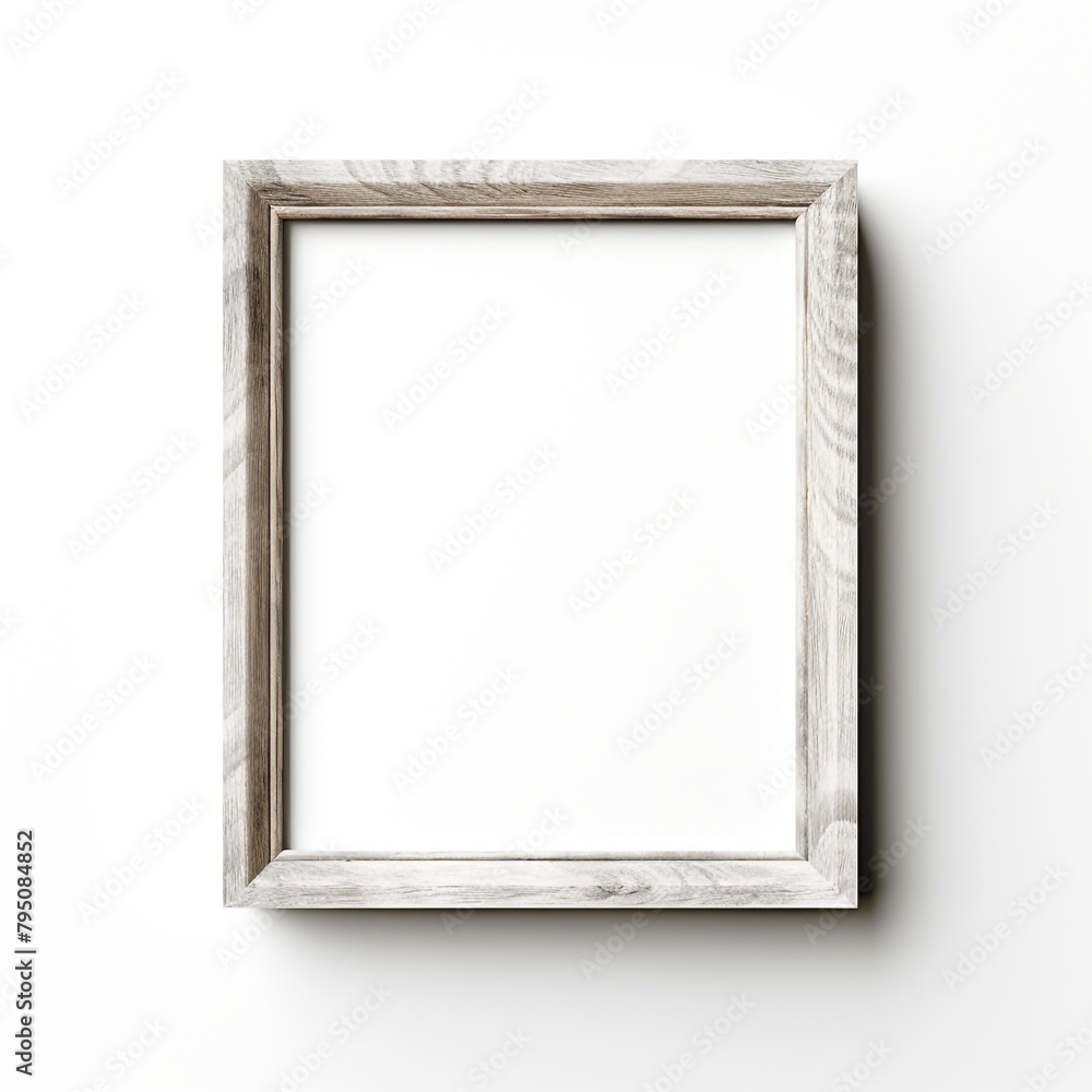 small photo frame with white center, wooden thin frame on white background сreated with Generative Ai small photo frame with white center, wooden thin frame on white background сreated with Generative Ai