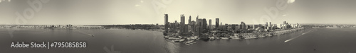 Aerial view of Perth Cityscape and Swan River, Australia