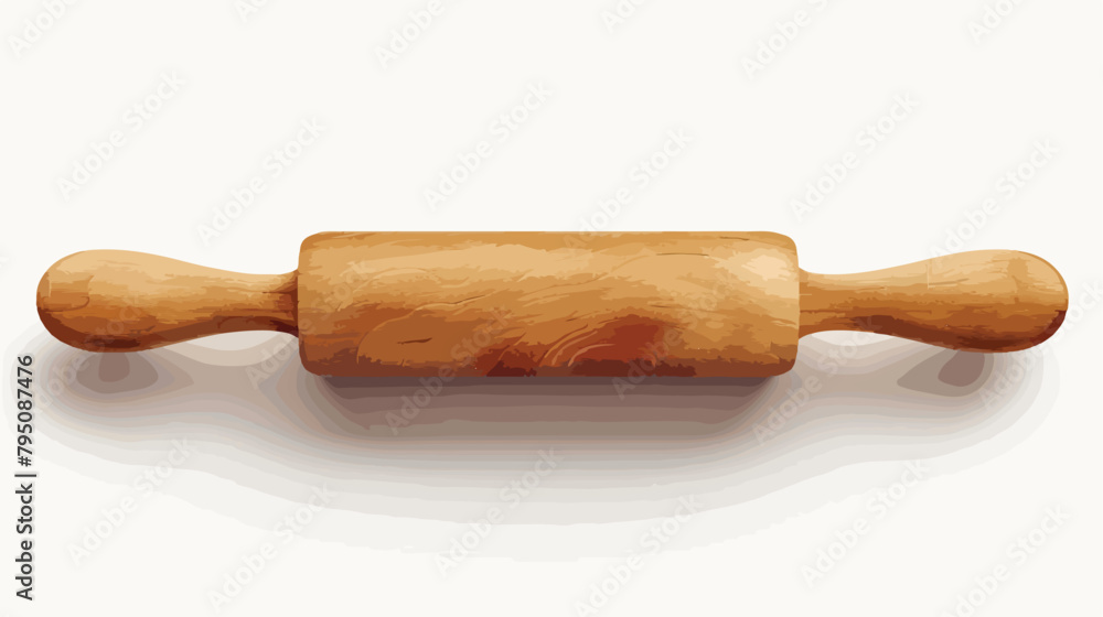 Wooden rolling pin isolated on white background vector
