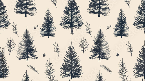 Xmas tree spruce pine fir minimalistic linear sketchy