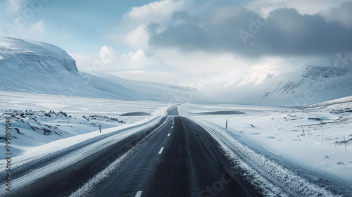 Wallpaper Mural road in the middle of snowy mountain Torontodigital.ca