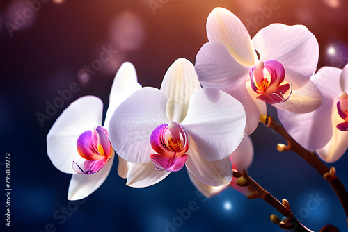 Crimson & azure harmony white orchid elegance