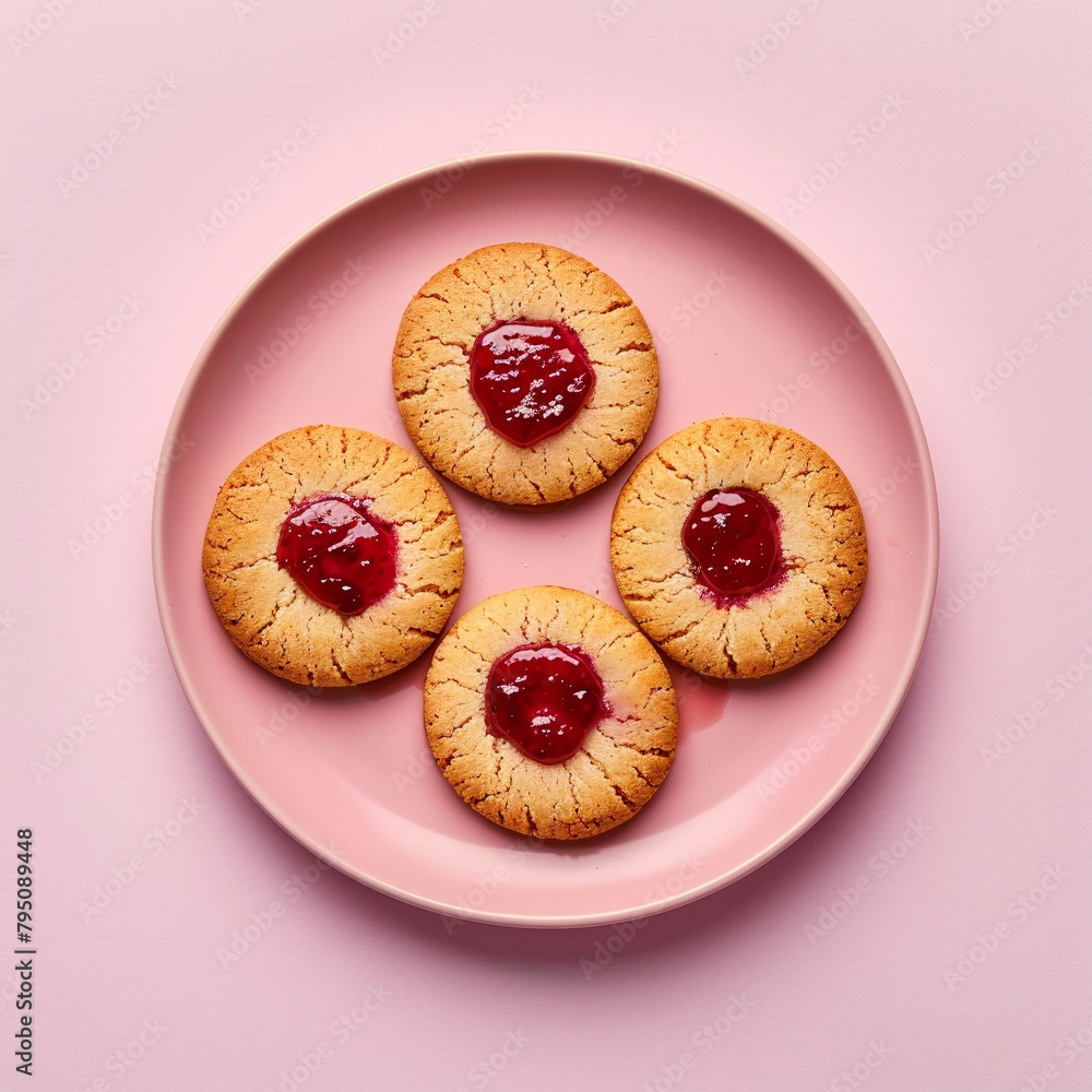 a plate of cookies with jam on it a plate of cookies with jam on it