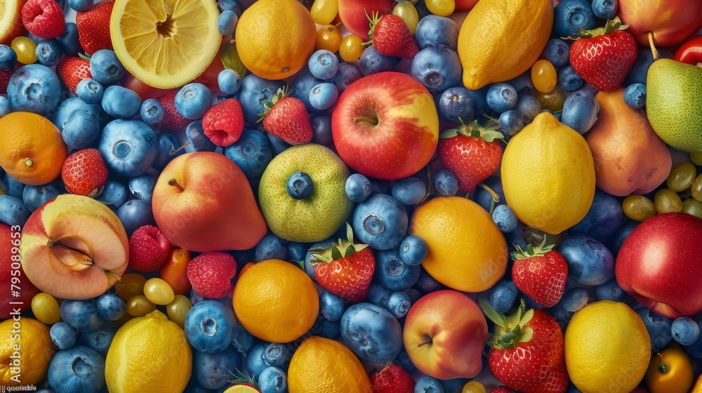 A vibrant display of fresh fruits A vibrant display of fresh fruits
