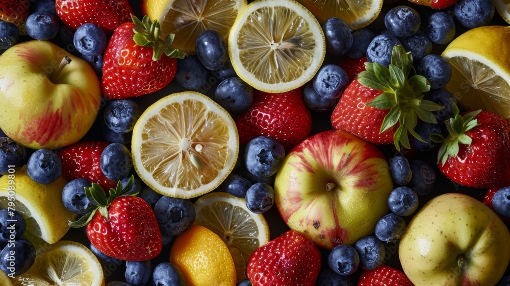 A vibrant display of fresh fruits A vibrant display of fresh fruits