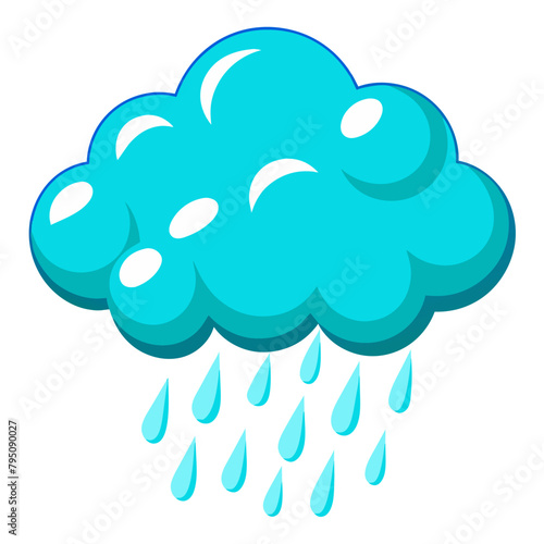 rainy cloud, icon, vector illustration