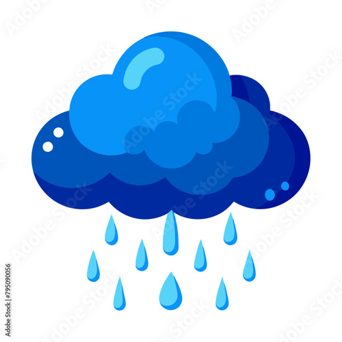 rainy cloud, icon, vector illustration