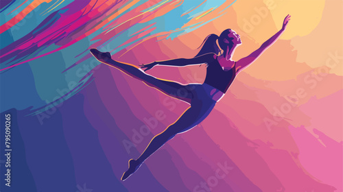 Young ballet dancer on color background Vector illustration