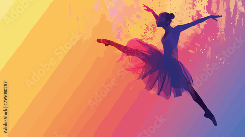 Young ballet dancer on color background Vector illustration