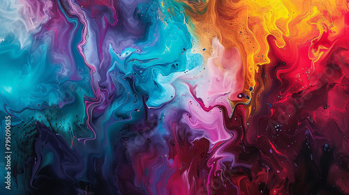 A symphony of liquid hues cascades across the canvas, creating a mesmerizing dance of vibrant abstraction. photo