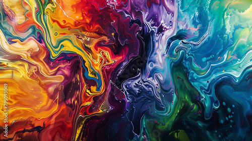 A symphony of liquid colors dances across the canvas, creating a mesmerizing spectacle of swirling abstraction.