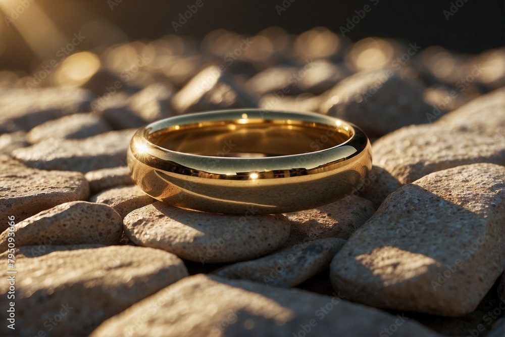 Wedding Bands: Golden Ring on Stones Wedding Bands: Golden Ring on Stones
