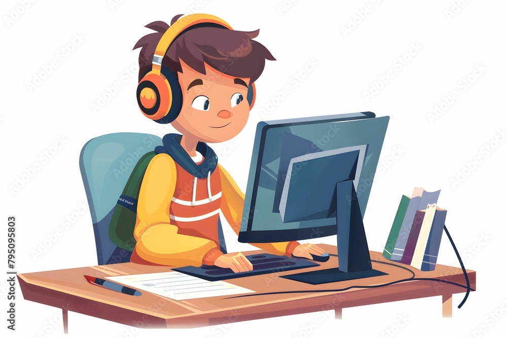 young boy working on computer young boy working on computer