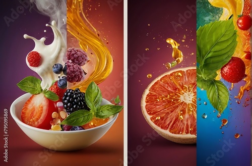Assortment of tropical fruits on dark background  ideal for culinary concepts and healthy eating. AI generated