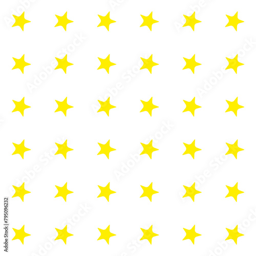 Seamless pattern with yellow stars that are neatly aligned in rows on a white background. Simple solid pattern for wrapping paper  gift paper  children s textiles  pillows or other. Vector