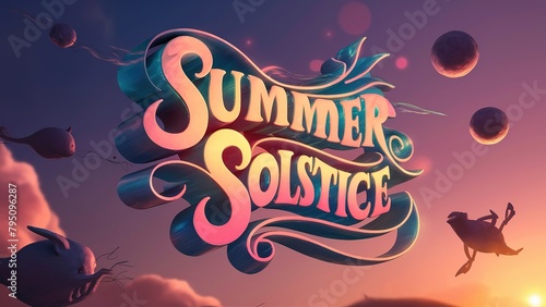 Summer Solstice. Longest day of the year. Holiday concept. Generative Ai.