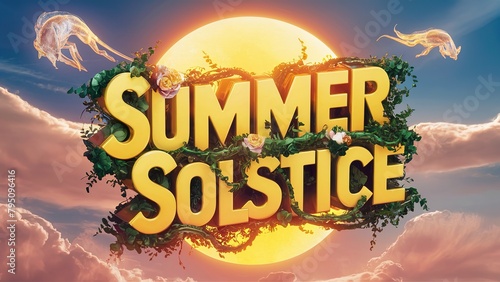 Summer Solstice. Longest day of the year. Holiday concept. Generative Ai.