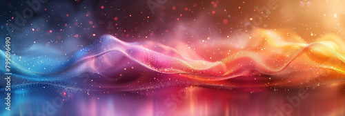  Eirene background banner with abstract colorful waves and glowing light effects. Created with Ai