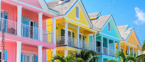Vibrant pastel-colored buildings in the Bahamas, showcasing the colorful architectural style of Nassau.