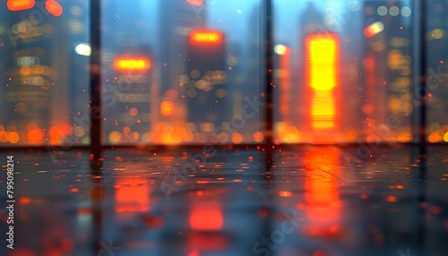 Blurred glass wall of modern business office building 