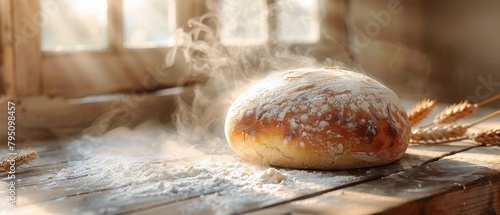 Loaf of Bread on Wooden Table