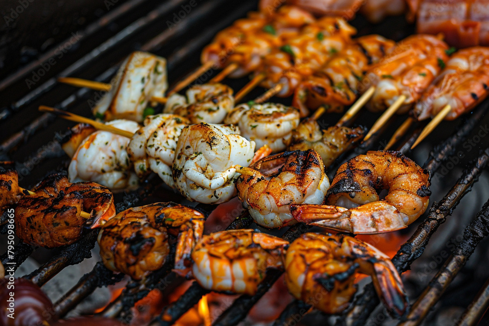 Grilled seafood fiesta with fresh catches and exotic marinades Grilled seafood fiesta with fresh catches and exotic marinades