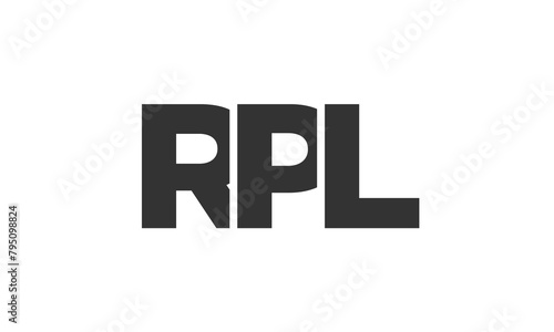 RPL logo design template with strong and modern bold text. Initial based vector logotype featuring simple and minimal typography. Trendy company identity. (ID: 795098824)