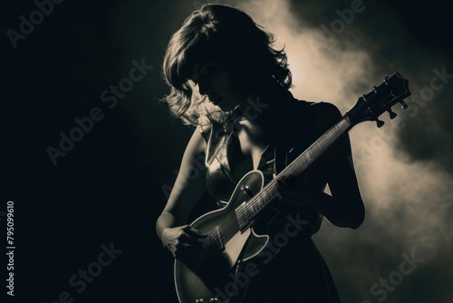 Woman playing guitar musician entertainment performance