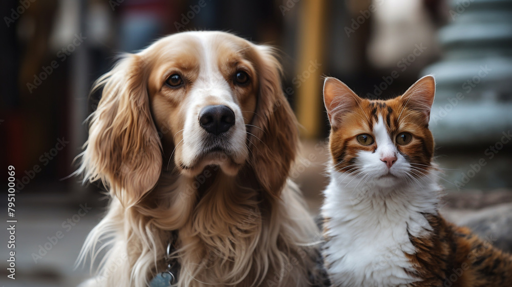 a cat and a dog with funny expression as the main picture and place it in the center of the frame сreated with Generative Ai a cat and a dog with funny expression as the main picture and place it in the center of the frame сreated with Generative Ai