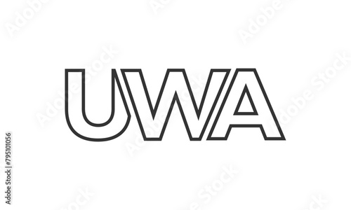 UWA logo design template with strong and modern bold text. Initial based vector logotype featuring simple and minimal typography. Trendy company identity. (ID: 795101056)