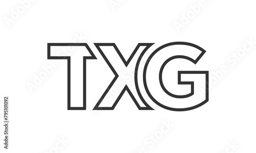 TXG logo design template with strong and modern bold text. Initial based vector logotype featuring simple and minimal typography. Trendy company identity. (ID: 795101092)