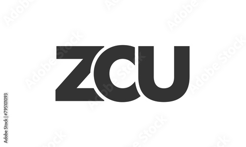 ZCU logo design template with strong and modern bold text. Initial based vector logotype featuring simple and minimal typography. Trendy company identity.