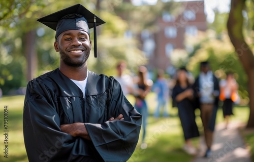 Man Wearing Graduation Cap and Gown