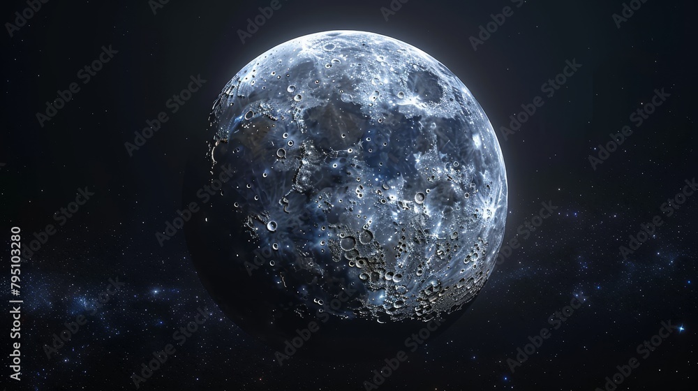 Moon: A 3D visualization of the moon's waning phase