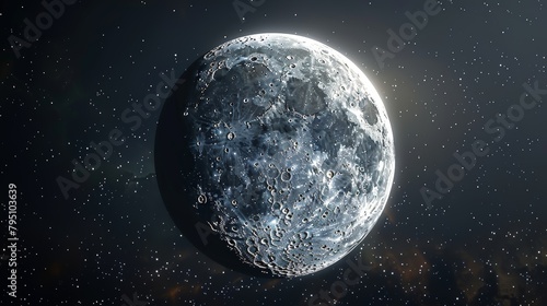 Moon: An artistic illustration of the moon in its waxing gibbous phase photo