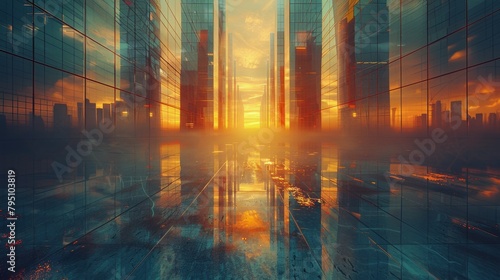 Blurry Cityscape at Sunset